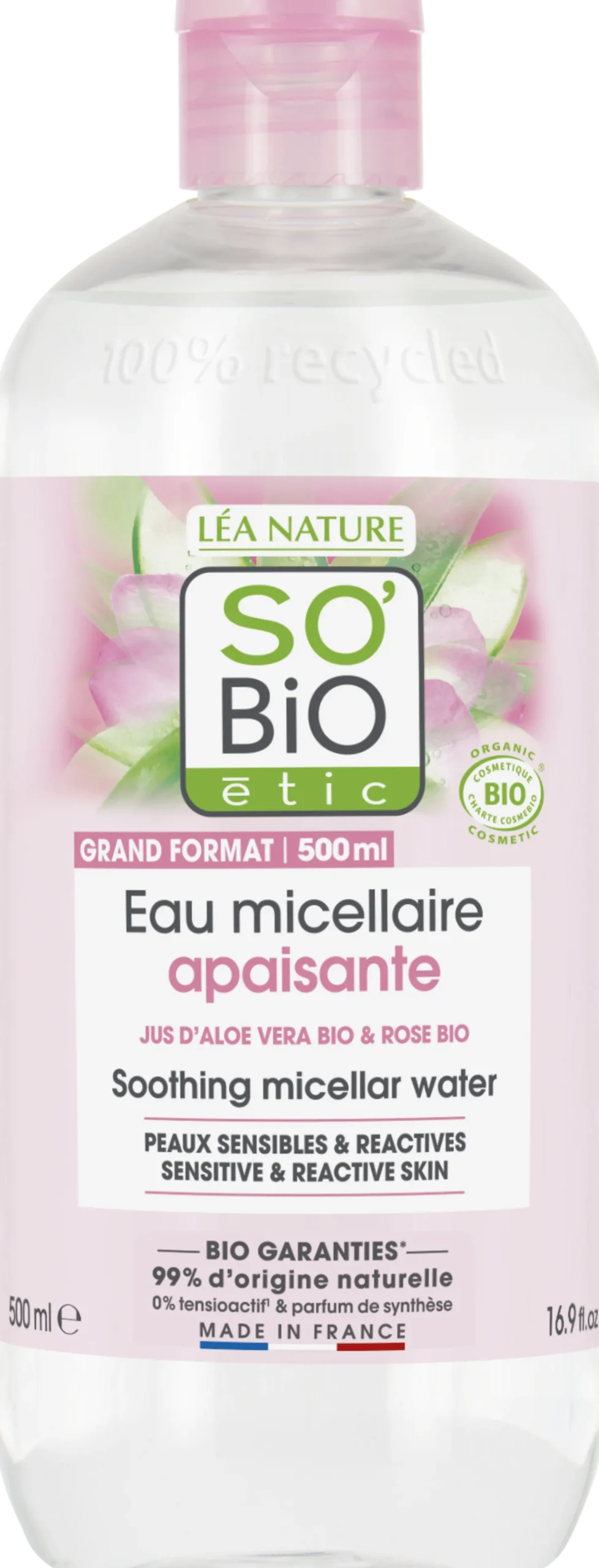 Acqua Micellare Lenitiva all'Aloe Vera e alla Rosa, 500 ml