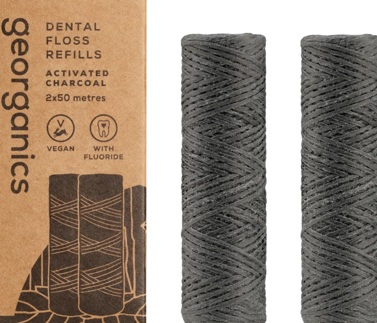 Activated Charcoal Dental Floss, 100 m Refill