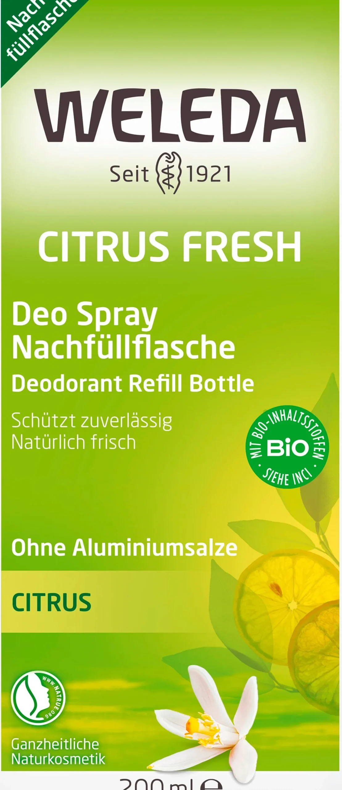 Agrumi - Ricarica Deodorante Spray 24h, 200 ml (flacone ricarica)