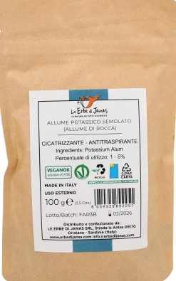 Allume Potassico Semolato (Polvere di Allume di Rocca), 100 g