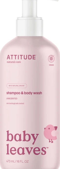 baby leaves 2-in-1 Shampoo & Body Wash, Fragrance Free (473 ml)