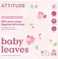 baby leaves® 99% Water Wipes, 216 pezzi