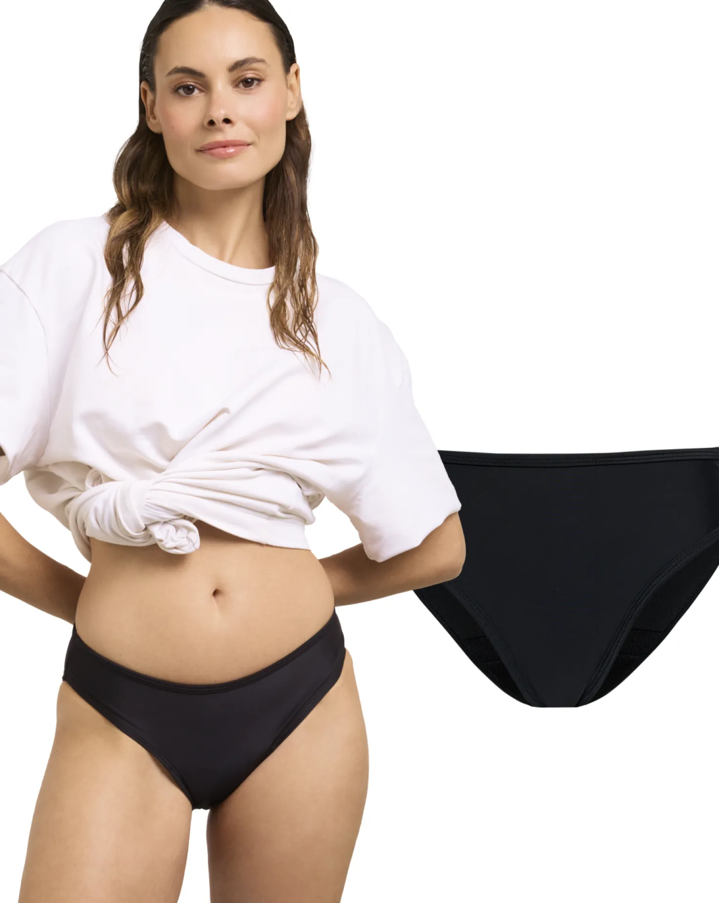 Bikini Swim Slip Mestruale - Black, S