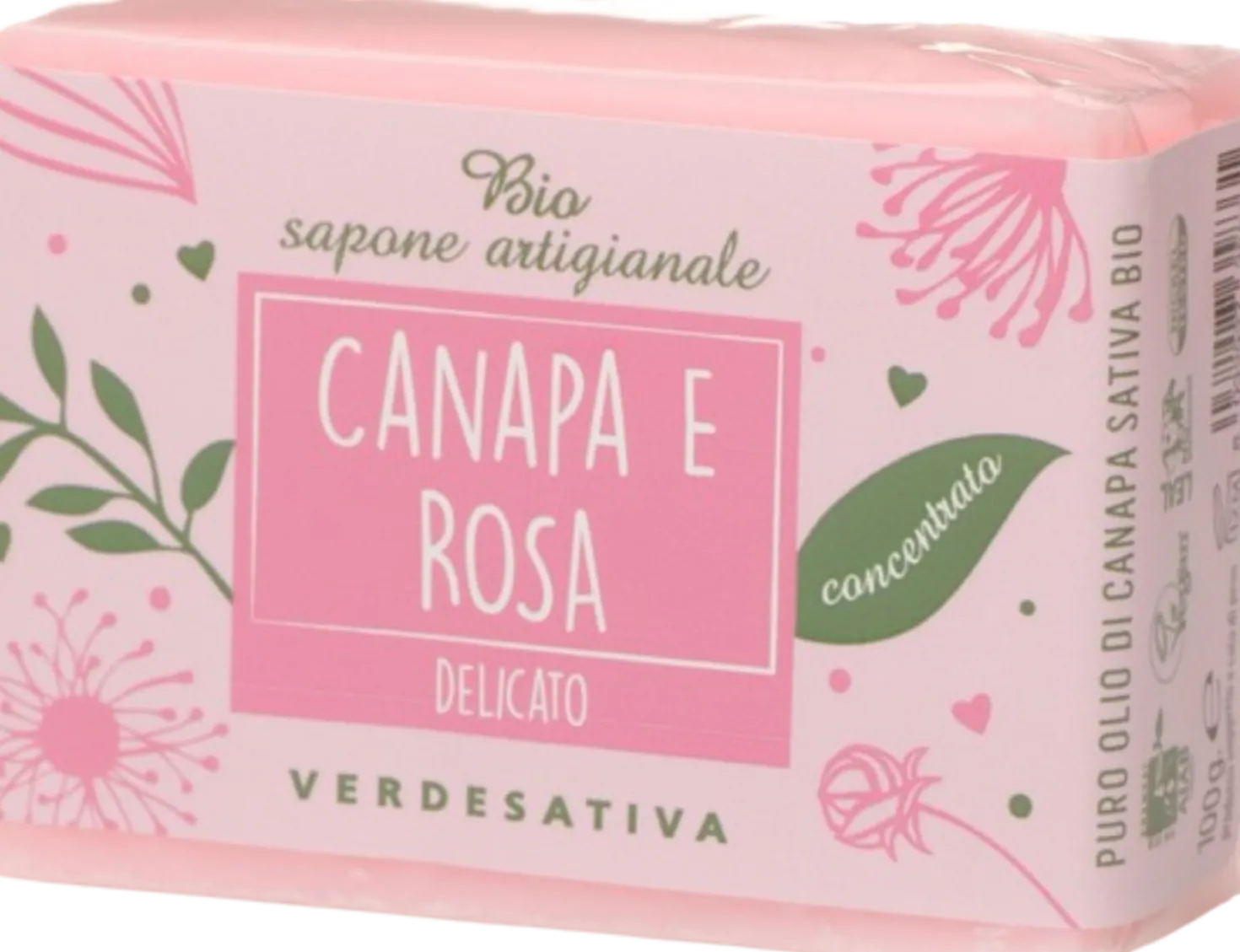 Bio Sapone Canapa e Rosa, 100 g