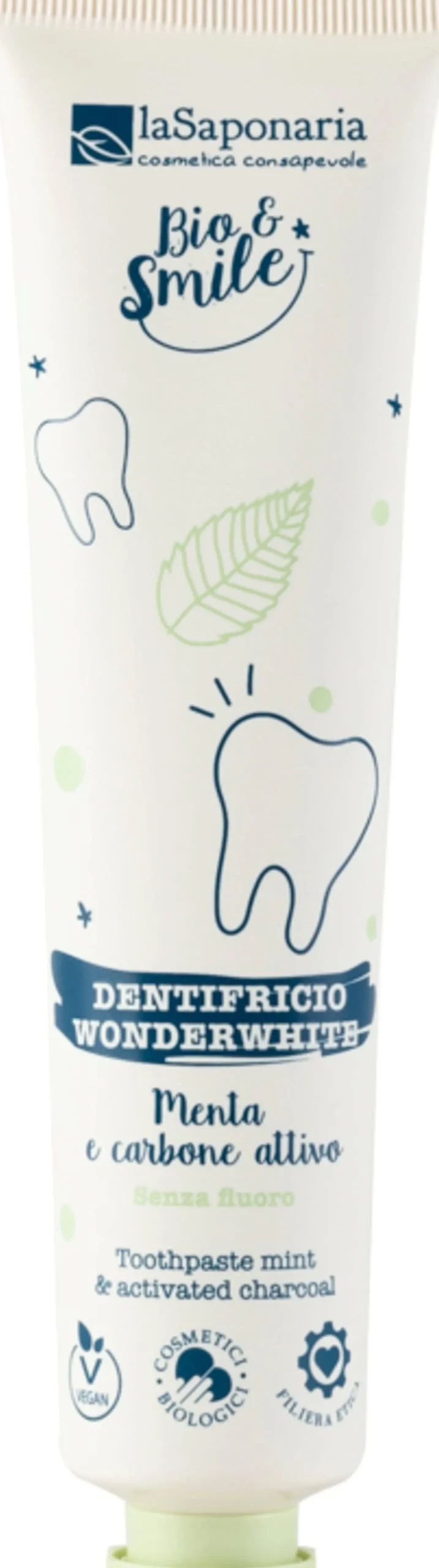 Bio&Smile - Dentifricio WonderWhite Menta e Carbone Attivo, 75 ml