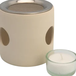 Bruciatore di Incenso a Cilindro Beige con Setaccio