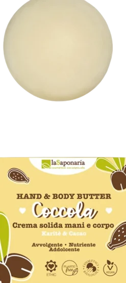 "Coccola" Crema Solida Mani e Corpo Karité & Cacao, 80 ml