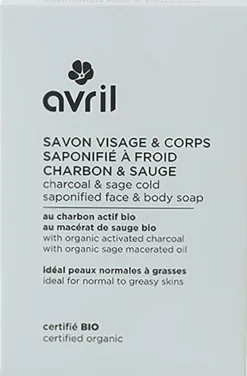 Cold Saponified Face & Body Soap Charcoal & Sage, Charcoal & Sage (100 g)
