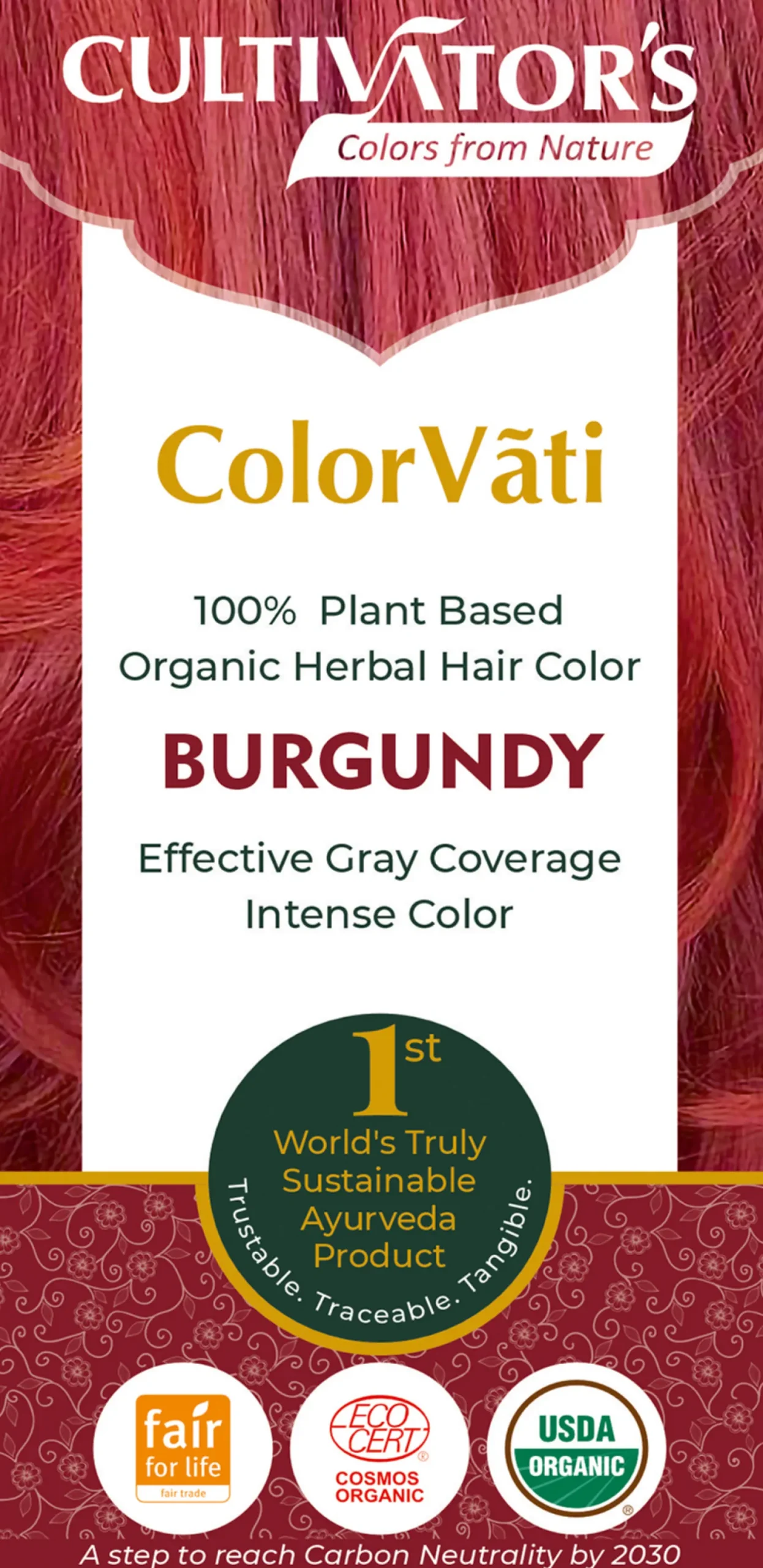 ColorVãti Organic Herbal Hair Color - 12 Burgundy, 100 g