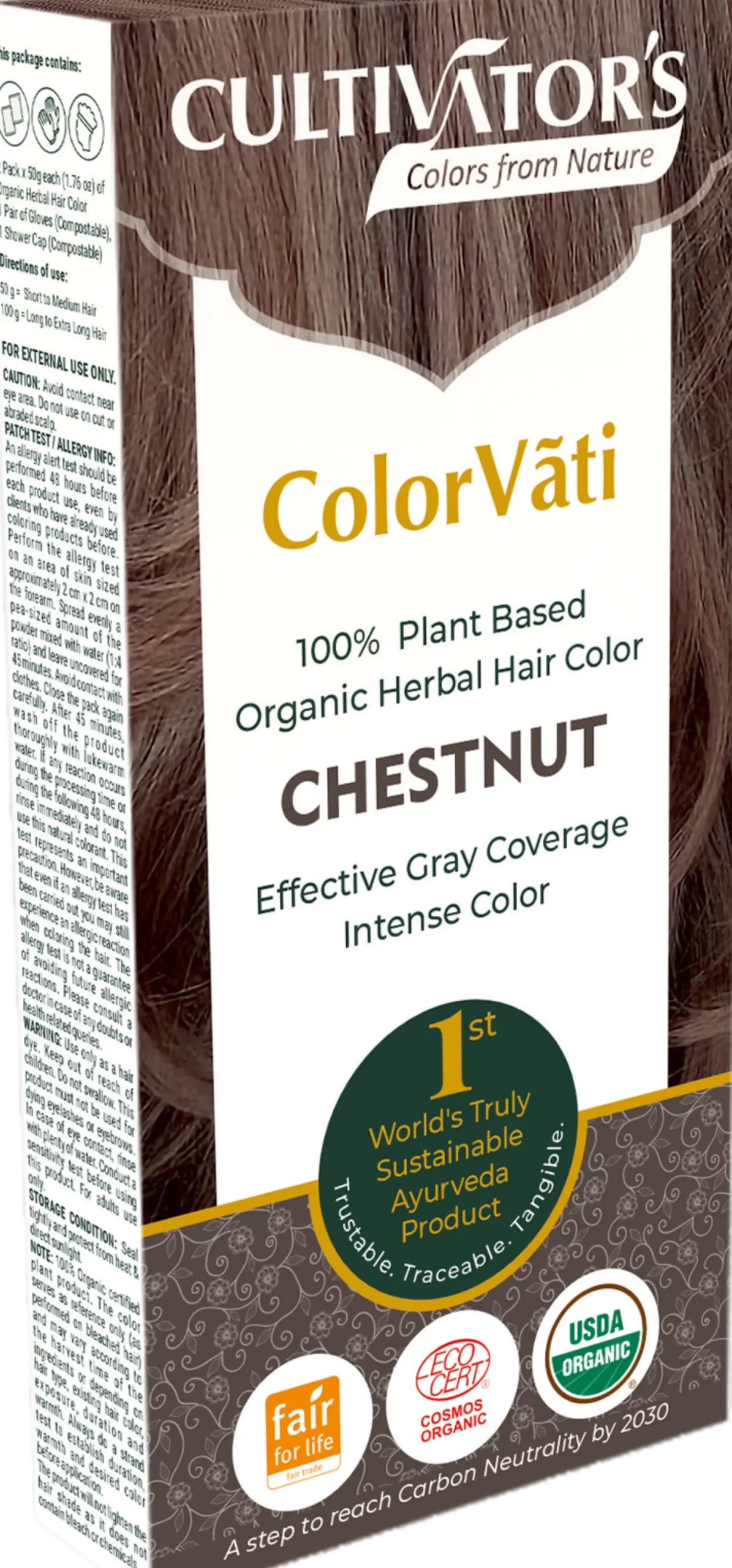 ColorVãti Organic Herbal Hair Color - 15 Chestnut, 100 g
