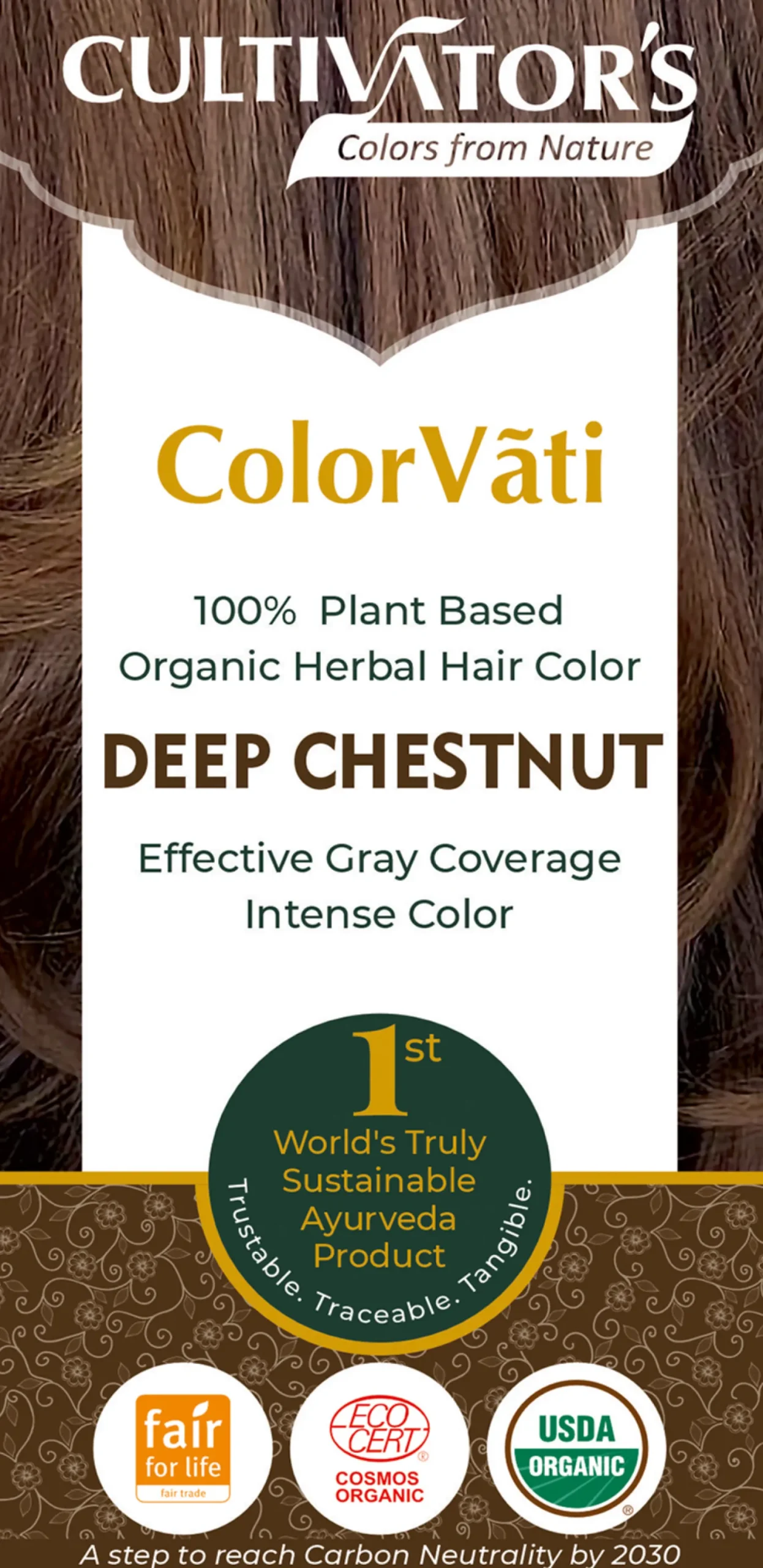 ColorVãti Organic Herbal Hair Color - 16 Deep Chestnut, 100 g