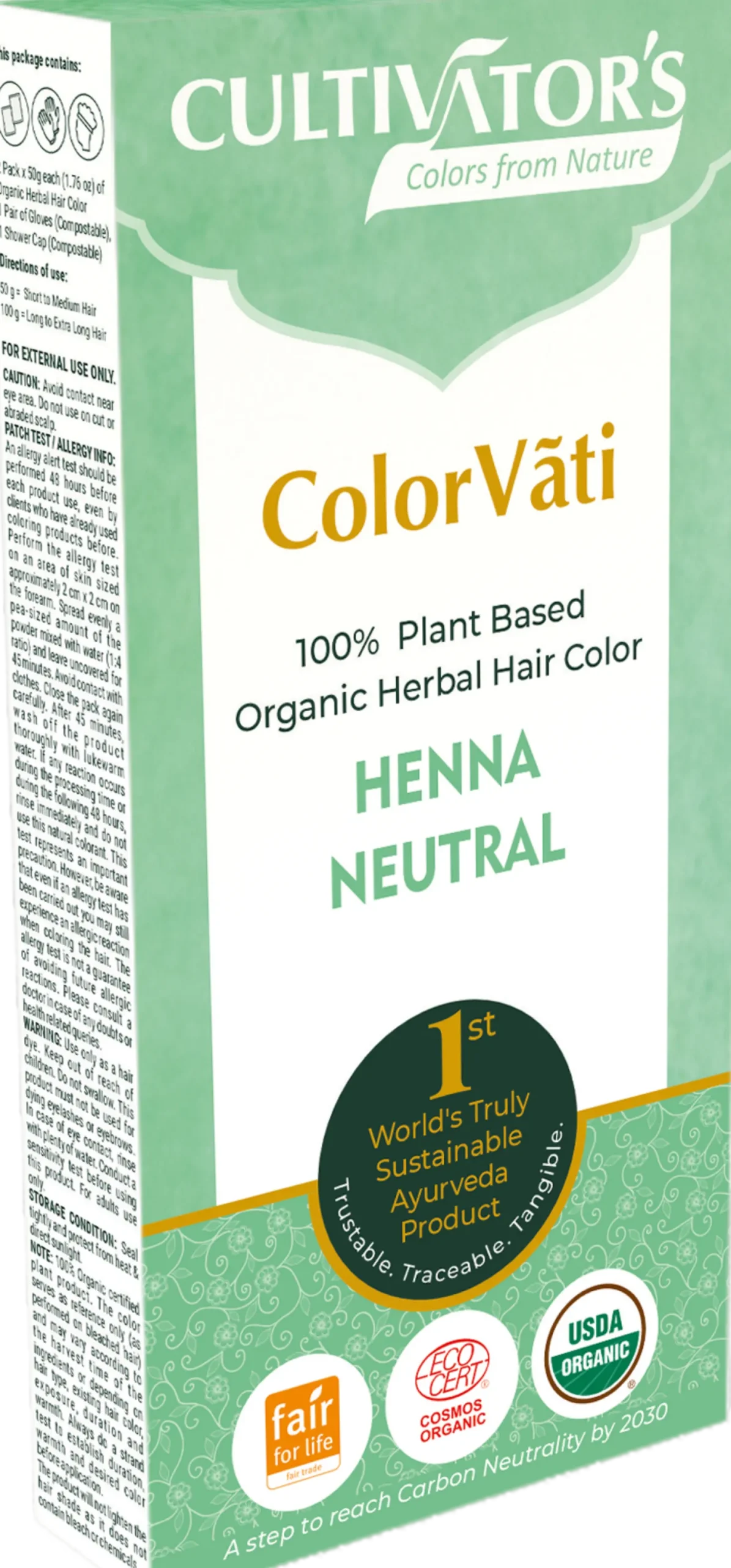 ColorVãti Organic Herbal Hair Color - Henna Neutral, 100 g