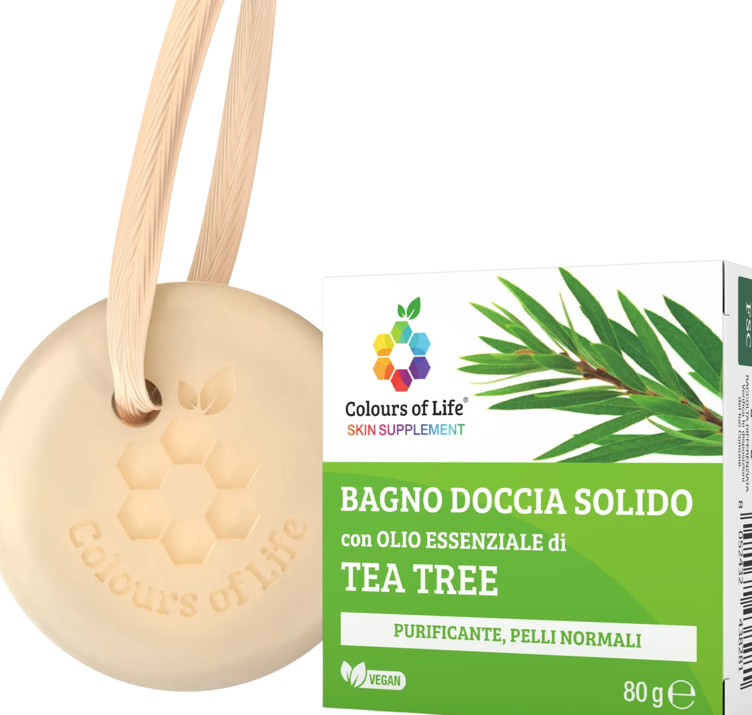Colours of Life Bagno Doccia Solido al Tea Tree, 80 g