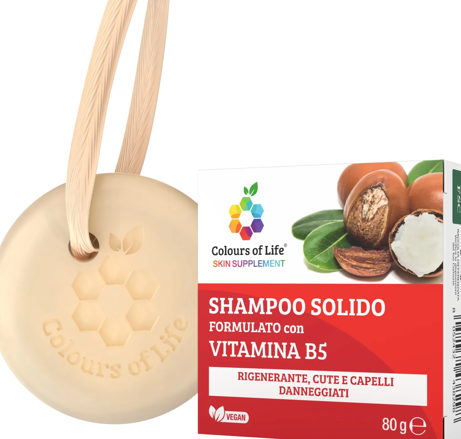 Colours of Life Shampoo Solido alla Vitamina B5, 80 g