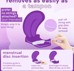 Comfydisc - Dischi Mestruali con Cordino di Rimozione, Viola (2 pezzi)