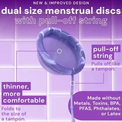 Comfydisc - Dischi Mestruali con Cordino di Rimozione, Viola (2 pezzi)