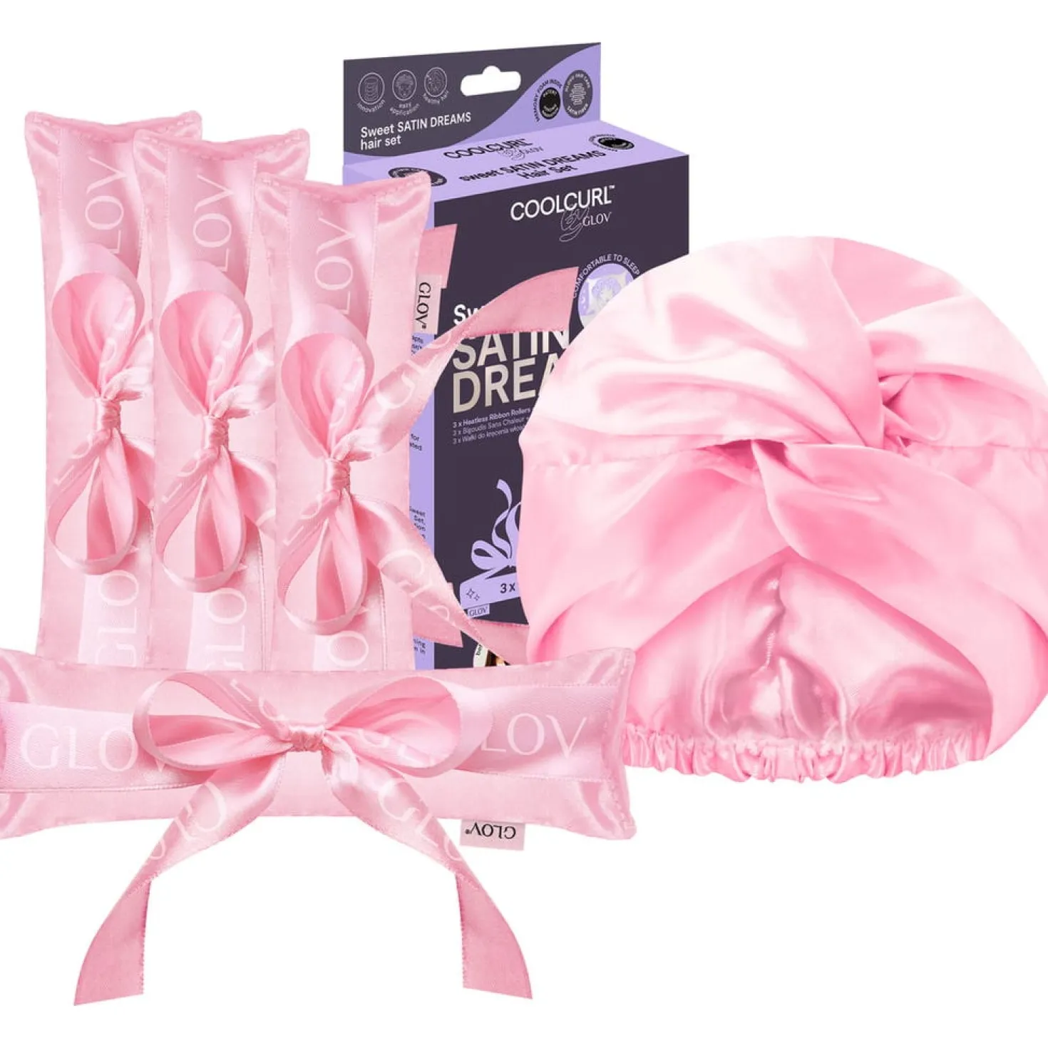 COOLCURL Sweet Dreams Satin Set, Black