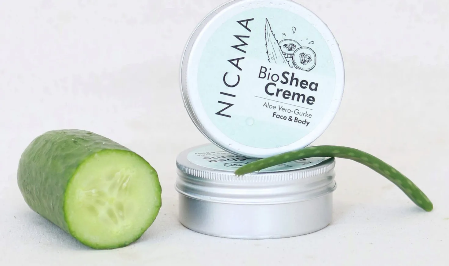 Crema al Burro di Karité Bio, Aloe Vera e Cetriolo, 50 ml