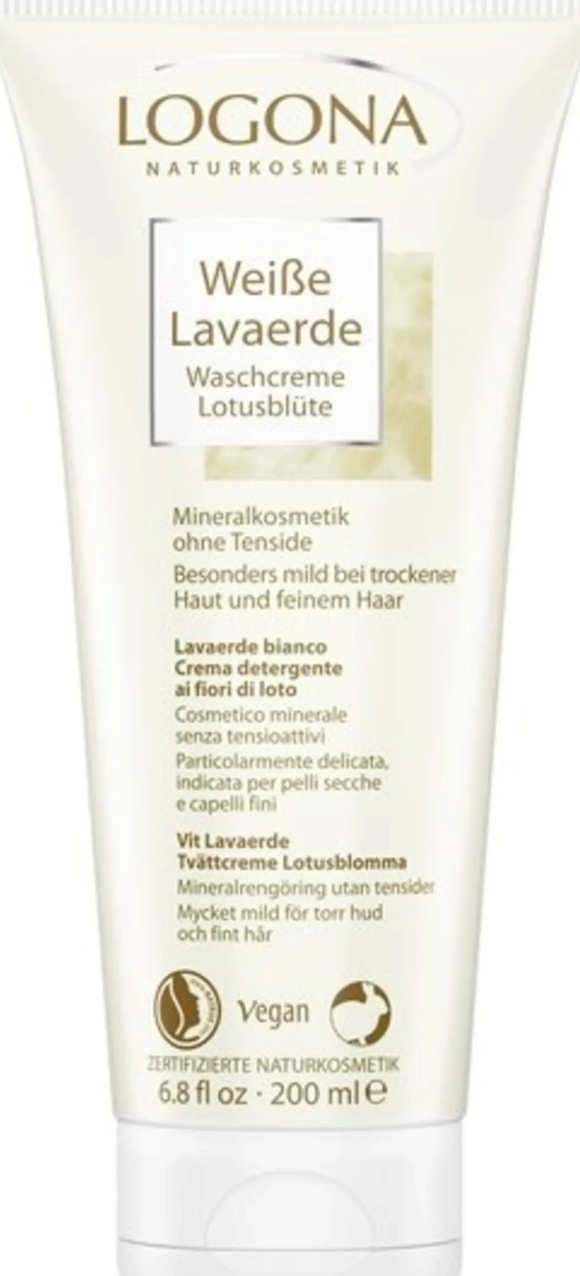 Crema Detergente Argilla Bianca & Fiori di Loto, 200 ml