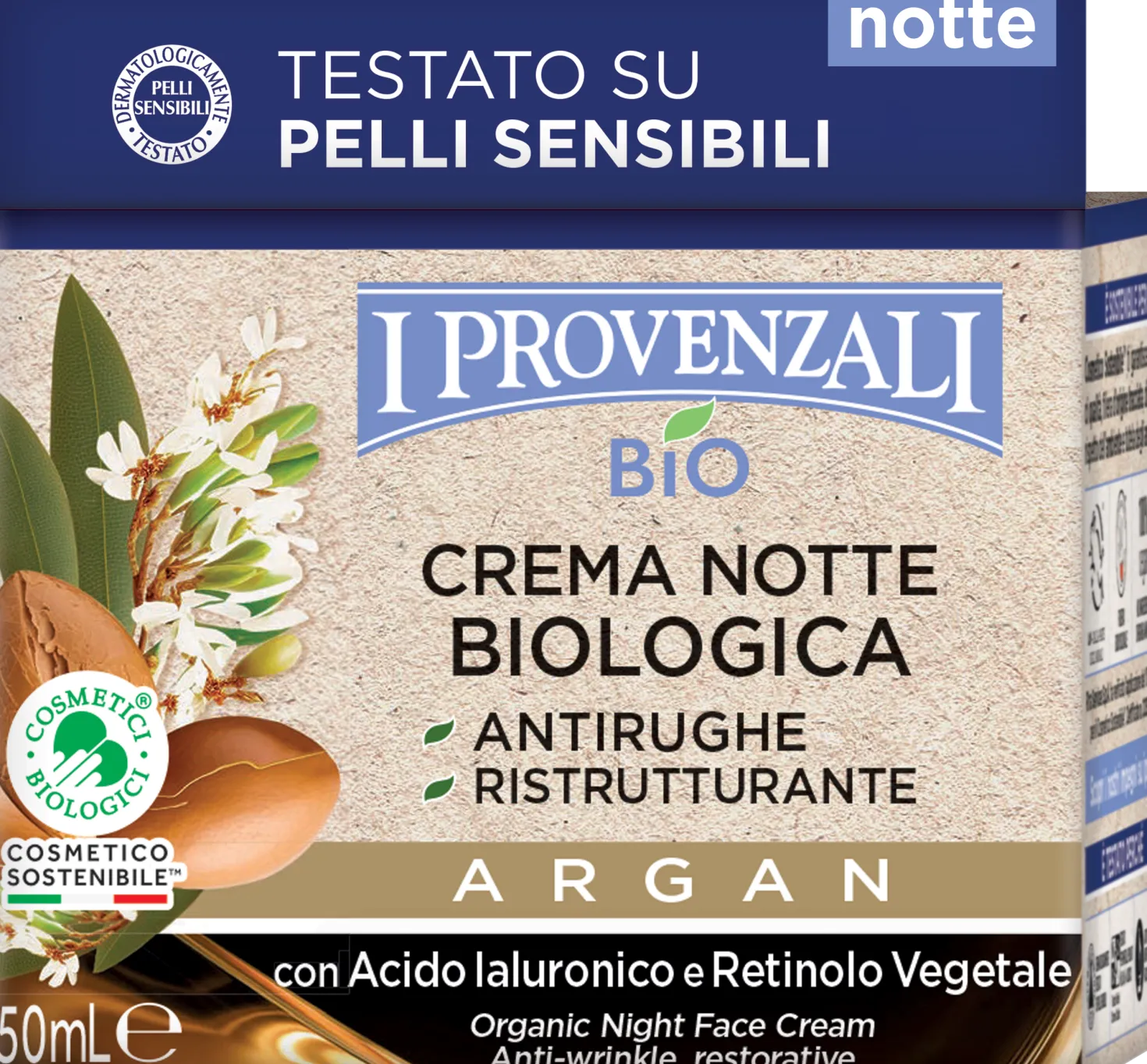 Crema Notte Antirughe Biologica Argan, 50 ml
