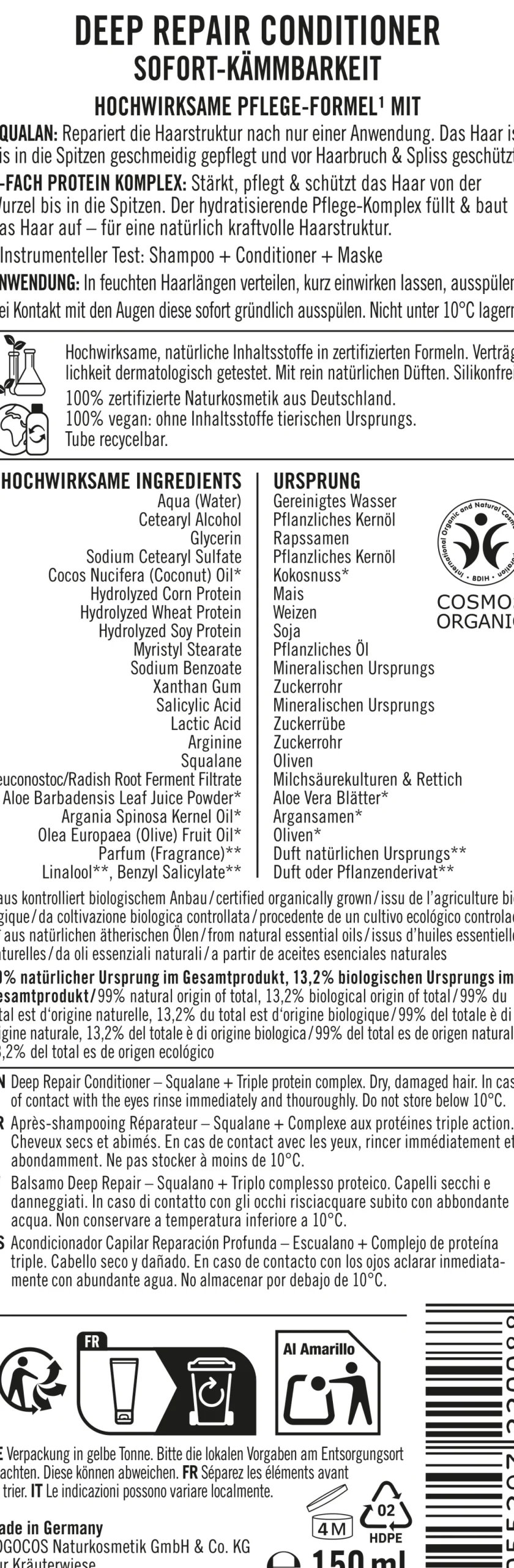 Deep Repair Balsamo Riparativo per Capelli , 150 ml