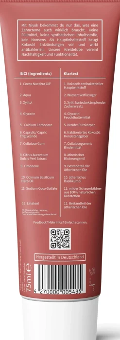 Dentifricio Basilico e Arancia Rossa, 75 ml