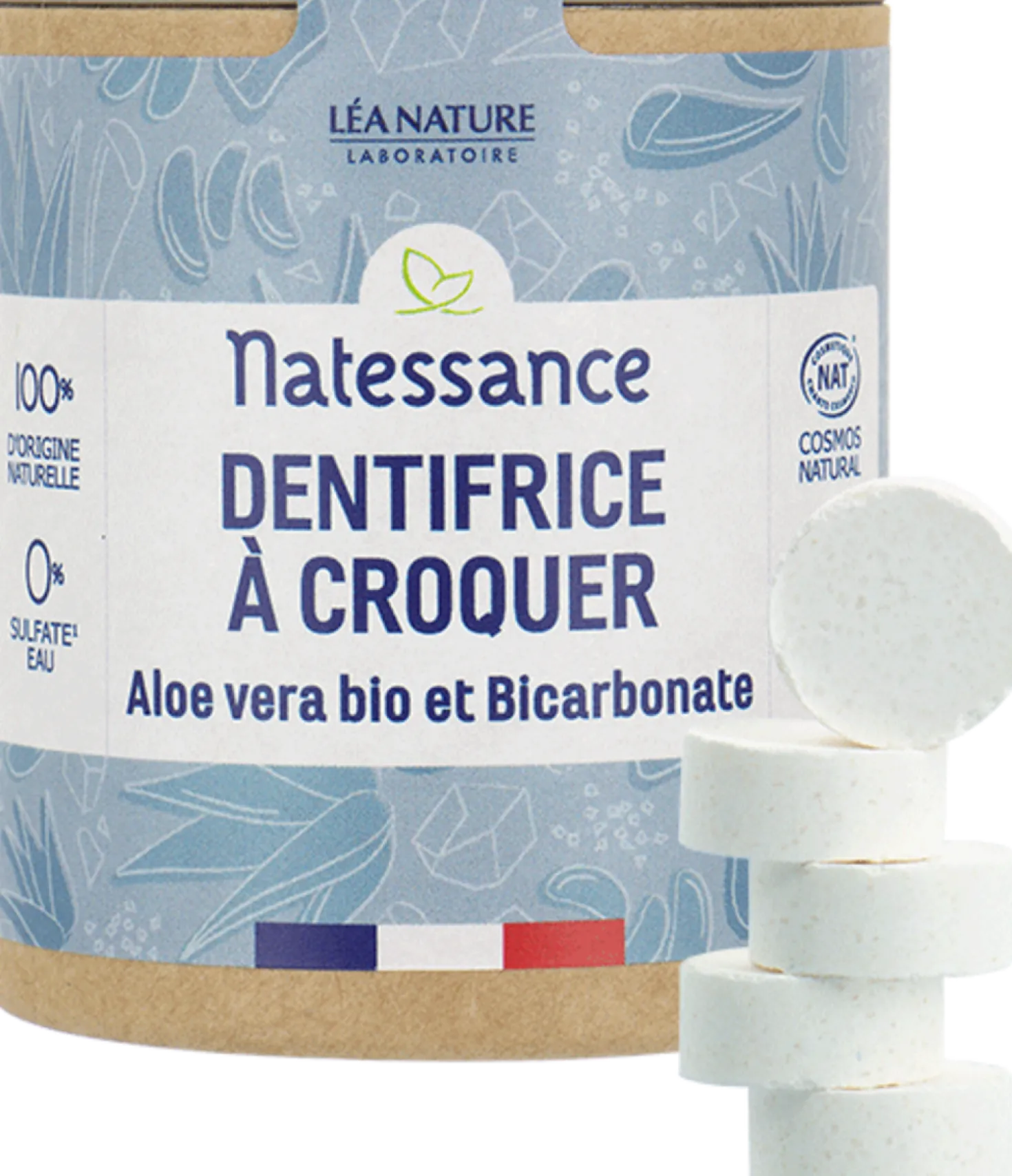 Dentifricio in Pastiglie Aloe Vera e Bicarbonato di Sodio, 80 pezzi