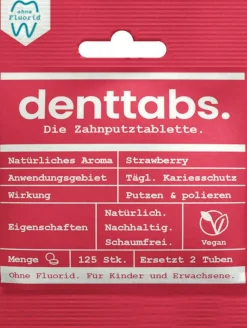 Dentifricio in Pastiglie senza Fluoro Gusto Fragola, 125 pezzi
