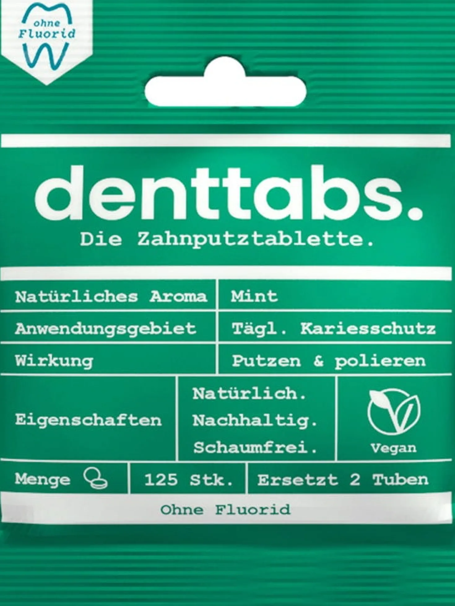 Dentifricio in Pastiglie - Stevia & Menta senza Fluoruro, 125 pezzi