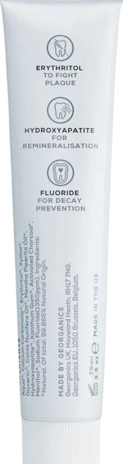 Fluoride Toothpaste Activated Charcoal & Hydroxyapatite, 75 ml
