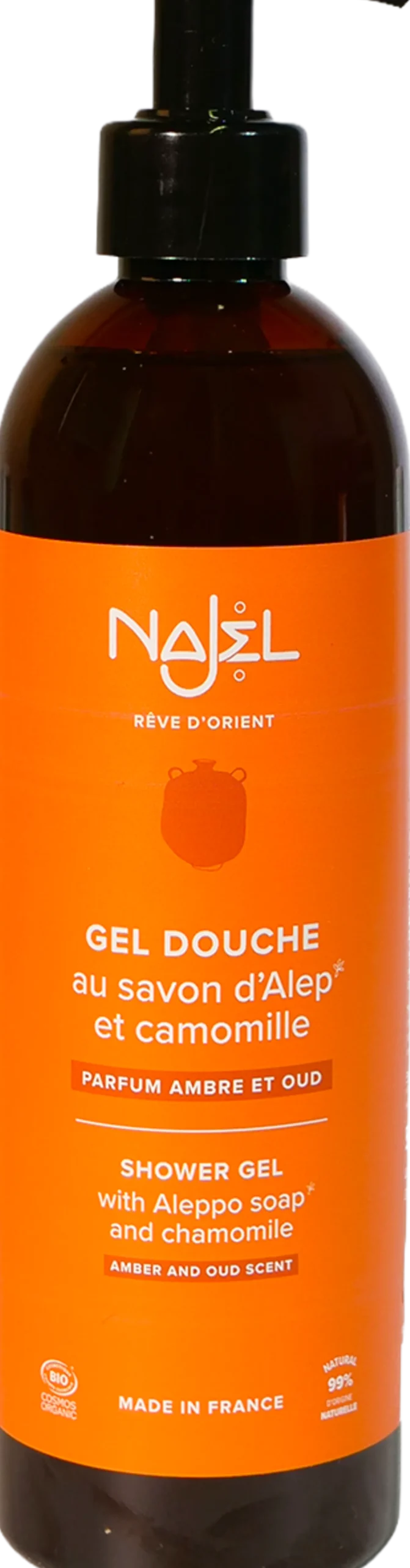 Gel Doccia al Sapone di Aleppo, all'Ambra e all'Oud, 500 ml