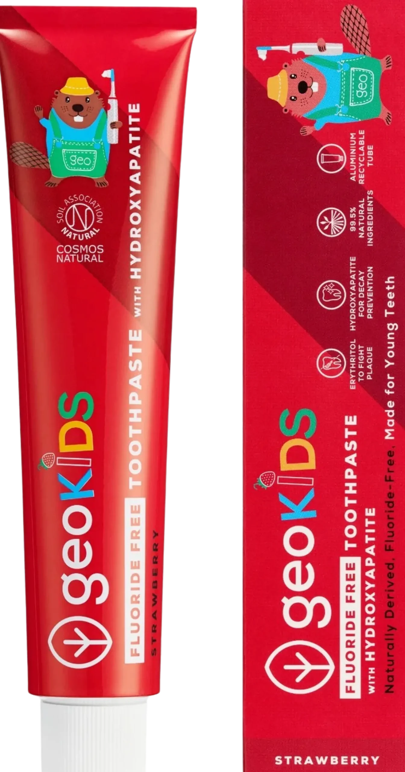 geoKIDS Fluoride Free Toothpaste Strawberry & Hydroxyapatite, 75 ml