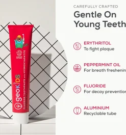 geoKIDS Fluoride Toothpaste Strawberry & Hydroxyapatite, 75 ml