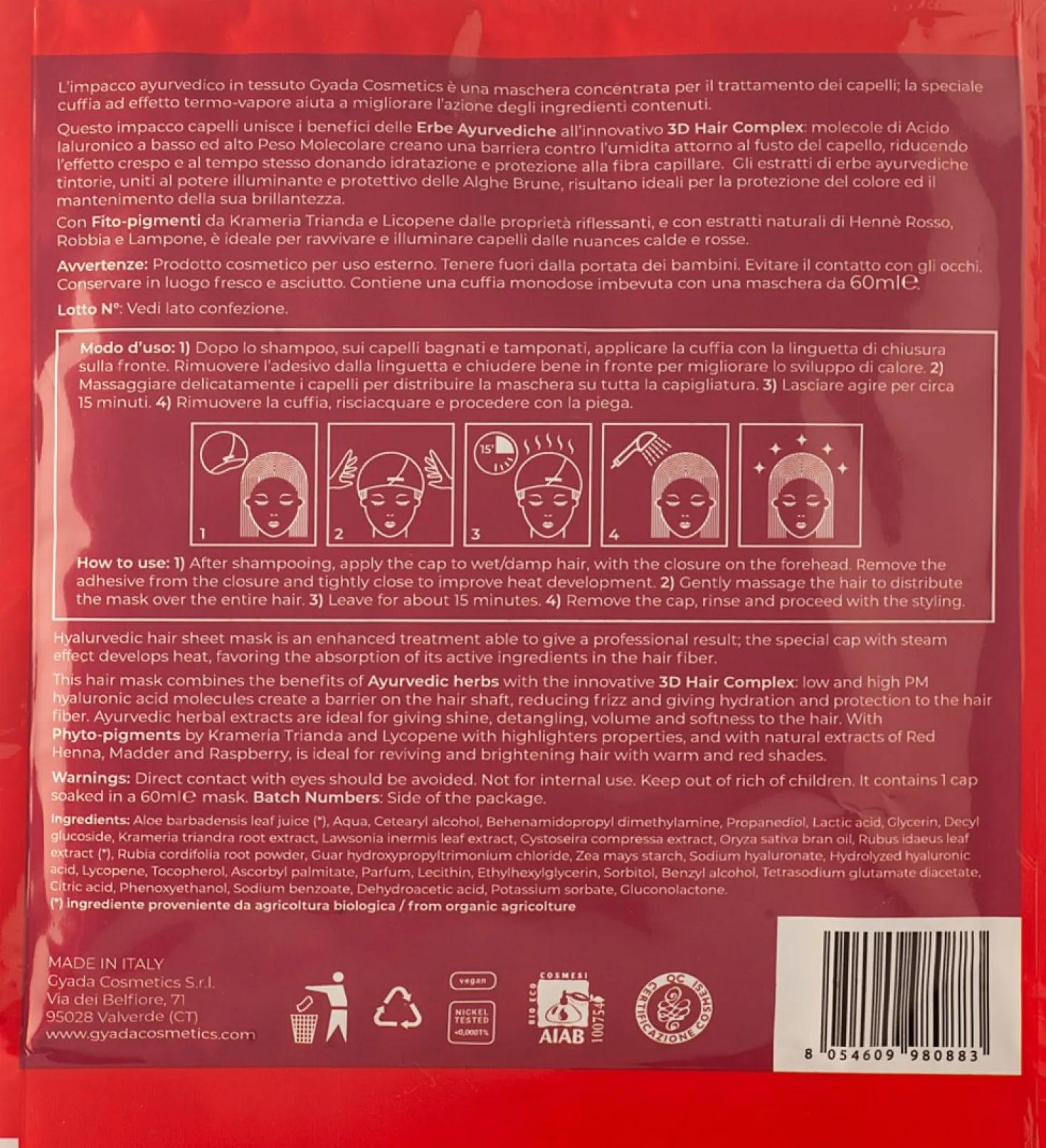 Hyalurvedic Impacco Ayurvedico In Tessuto Riflessante Red Hair, 60 ml
