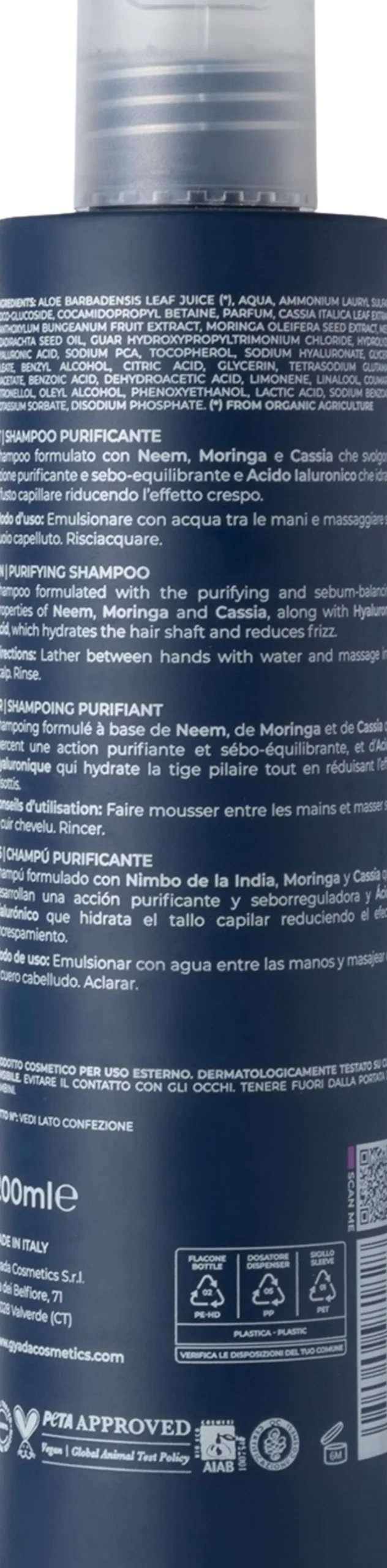 Hyalurvedic Shampoo Purificante, 200 ml