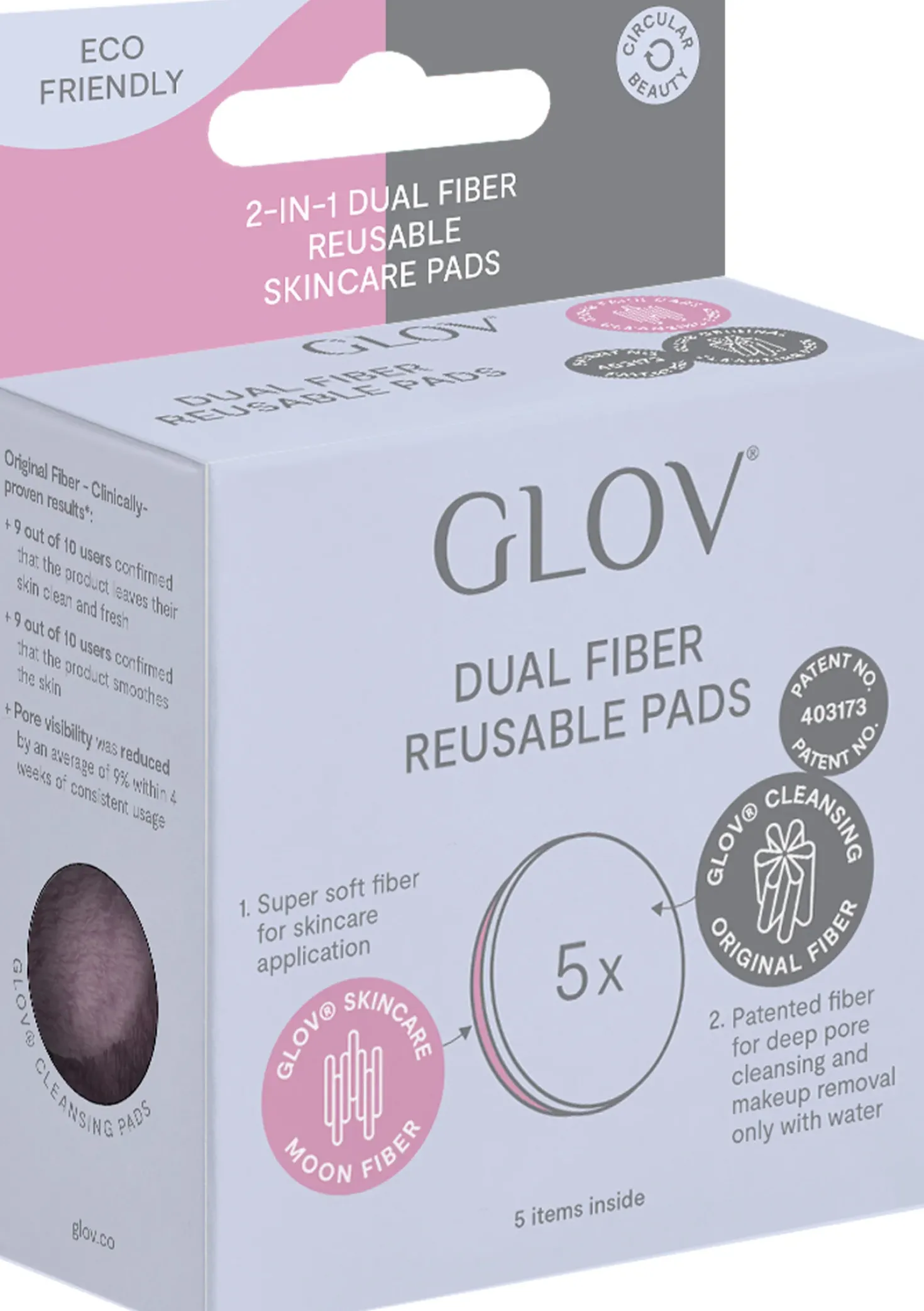 2-In-1 Dual Fiber Reusable Skincare Pads, Pink (5 pezzi)