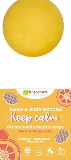 "Keep Kalm" Crema Solida Mani e Corpo Buriti & Bergamotto, 80 ml