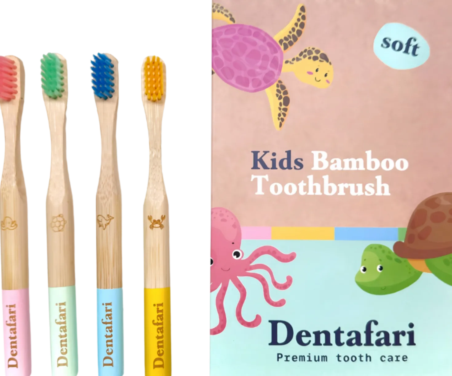 Kids Bamboo Toothbrush - Set di 4