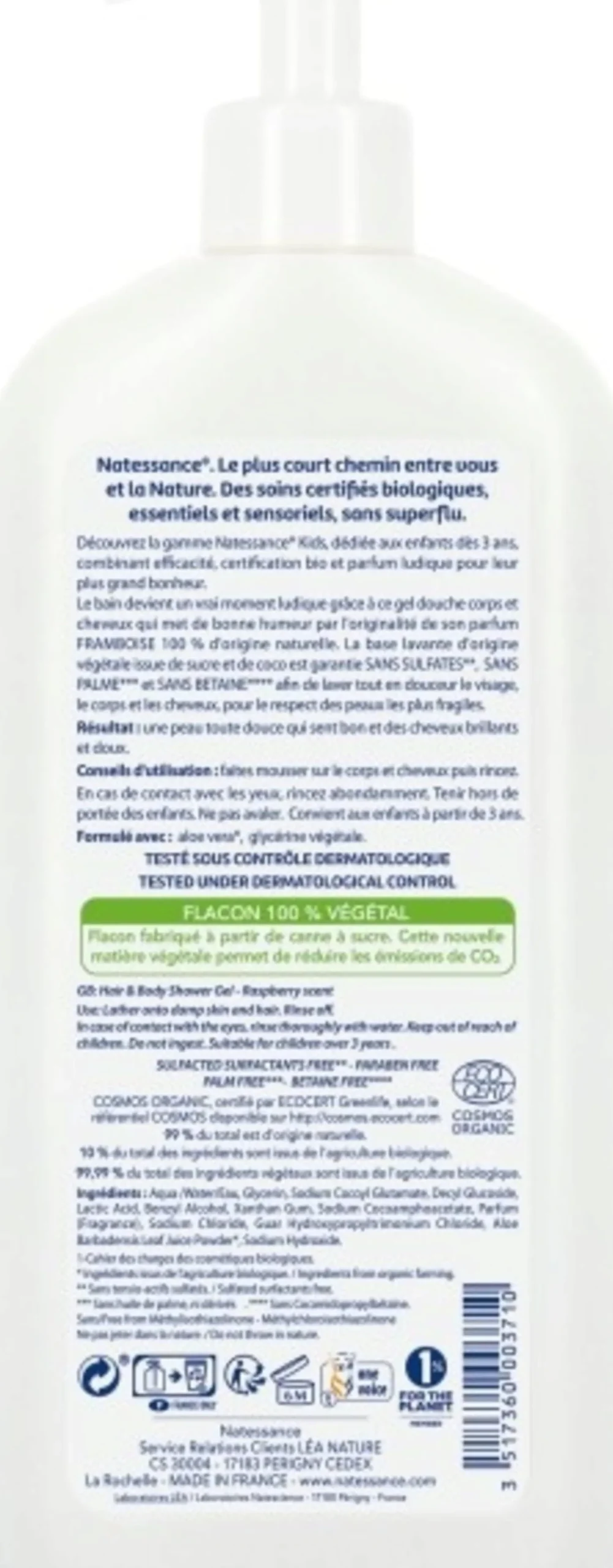 Kids - Gel Doccia Shampoo 2in1 per Bambini al Lampone, 500 ml