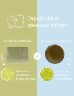 Kit Shampoo e Balsamo Solidi per Capelli Grassi, 90 g