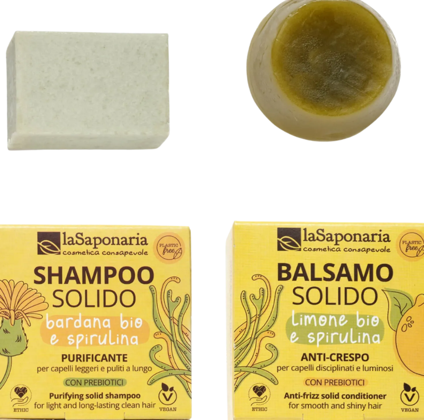 Kit Shampoo e Balsamo Solidi per Capelli Grassi, 90 g