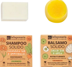 Kit Shampoo e Balsamo Solidi per Capelli Secchi o Trattati, 90 g