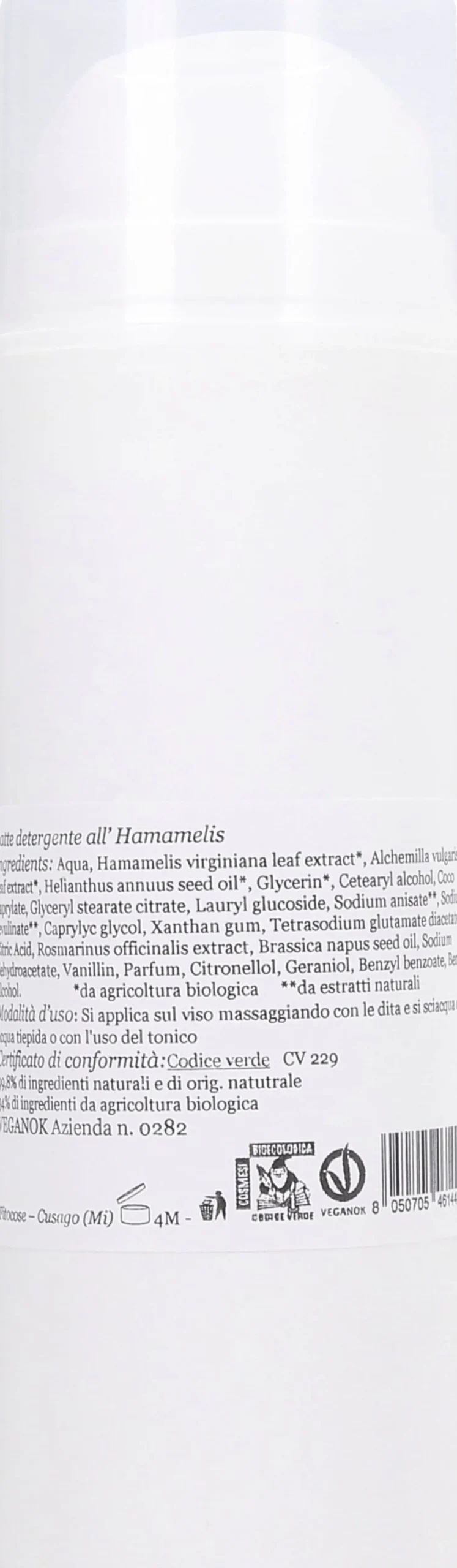 Latte Detergente all'Hamamelis, 150 ml