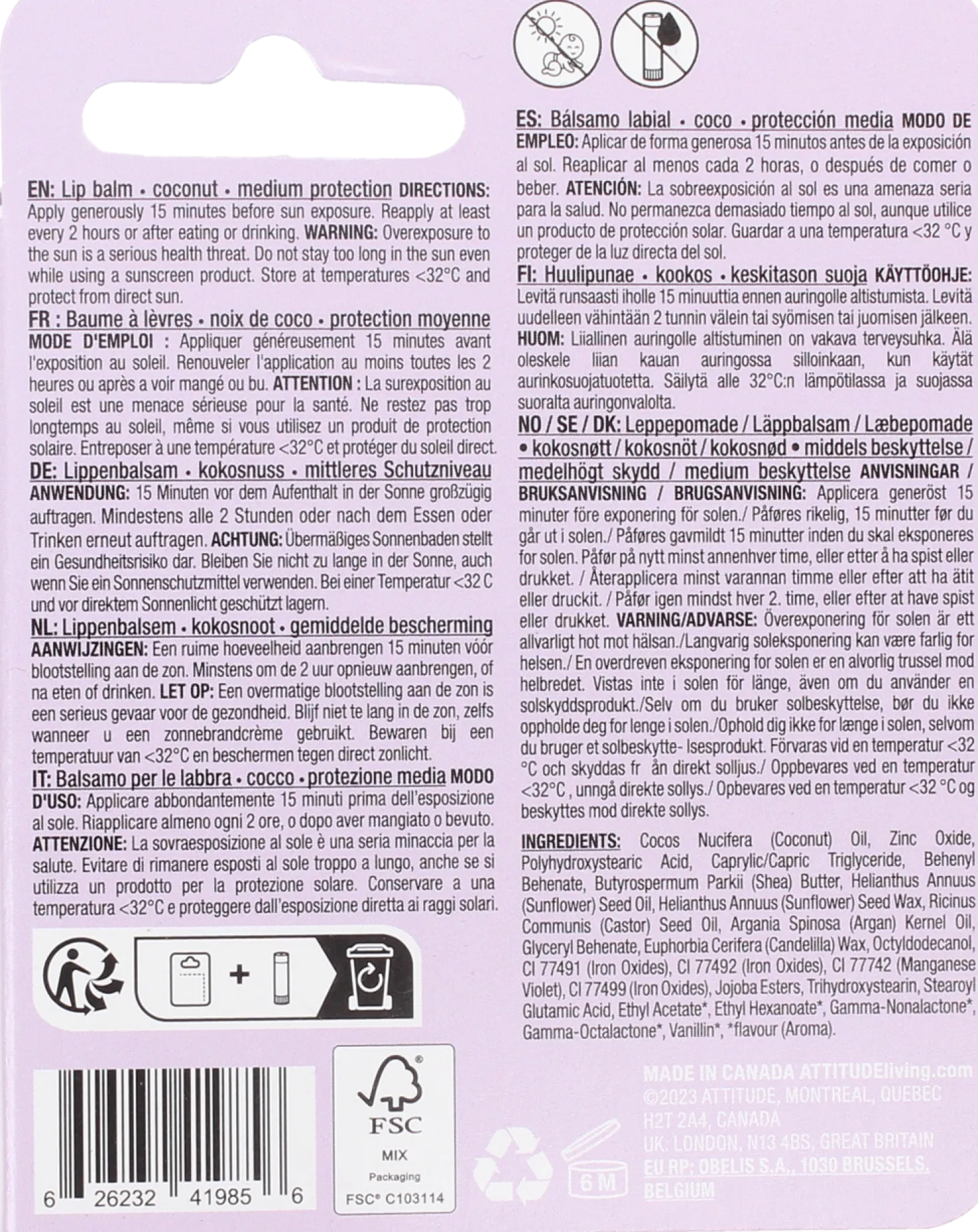 Lip Balm Coconut SPF 15, 8,50 g