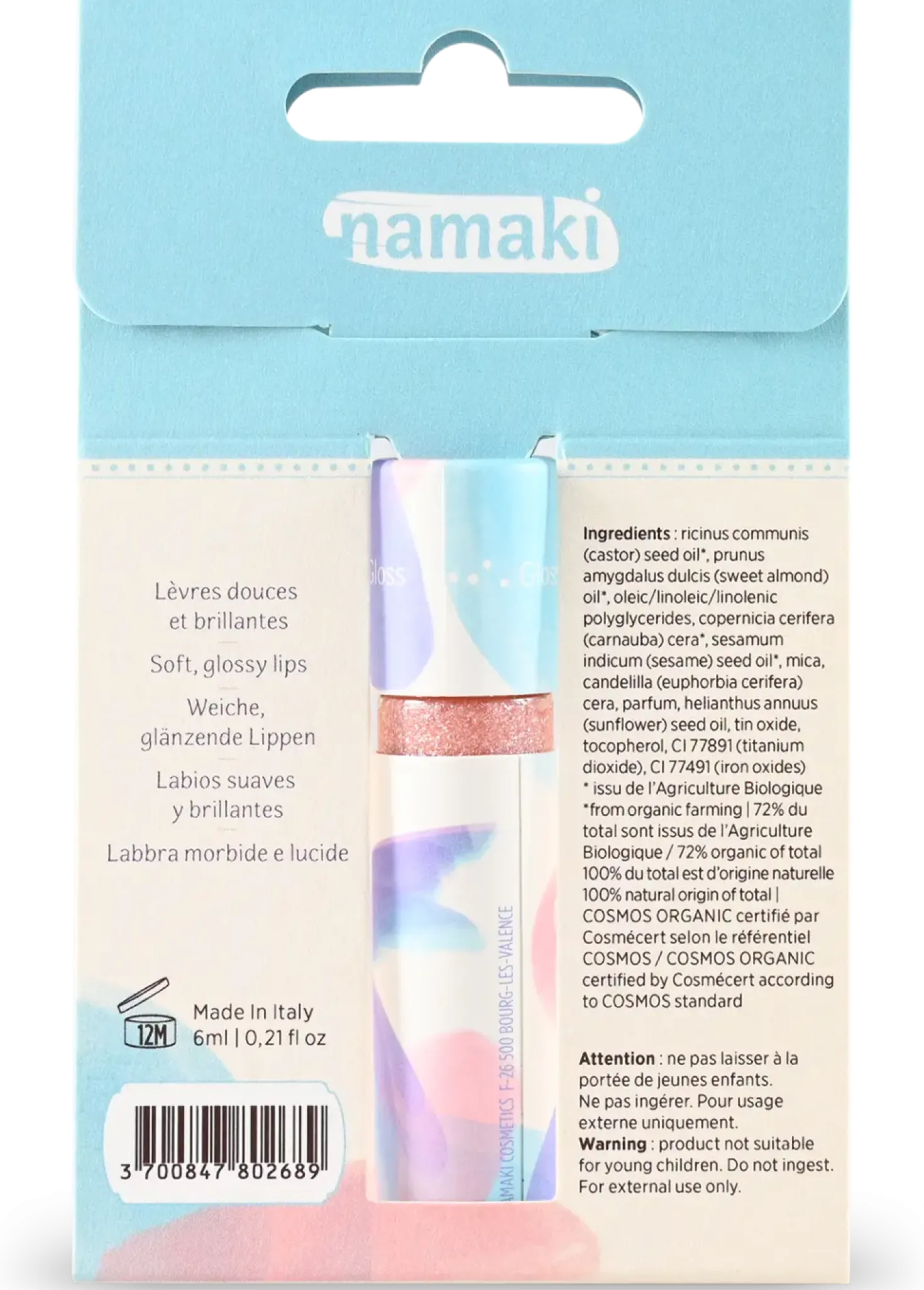Lip Gloss, Pink glitter (6 ml)