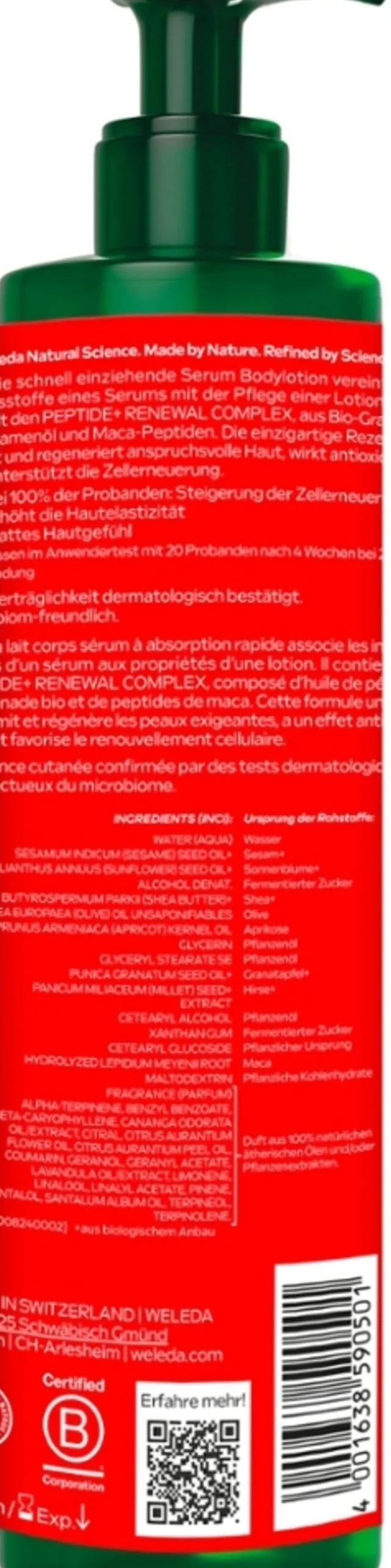 Lozione Corpo Rassodante con Melograno e Peptidi di Maca, 250 ml