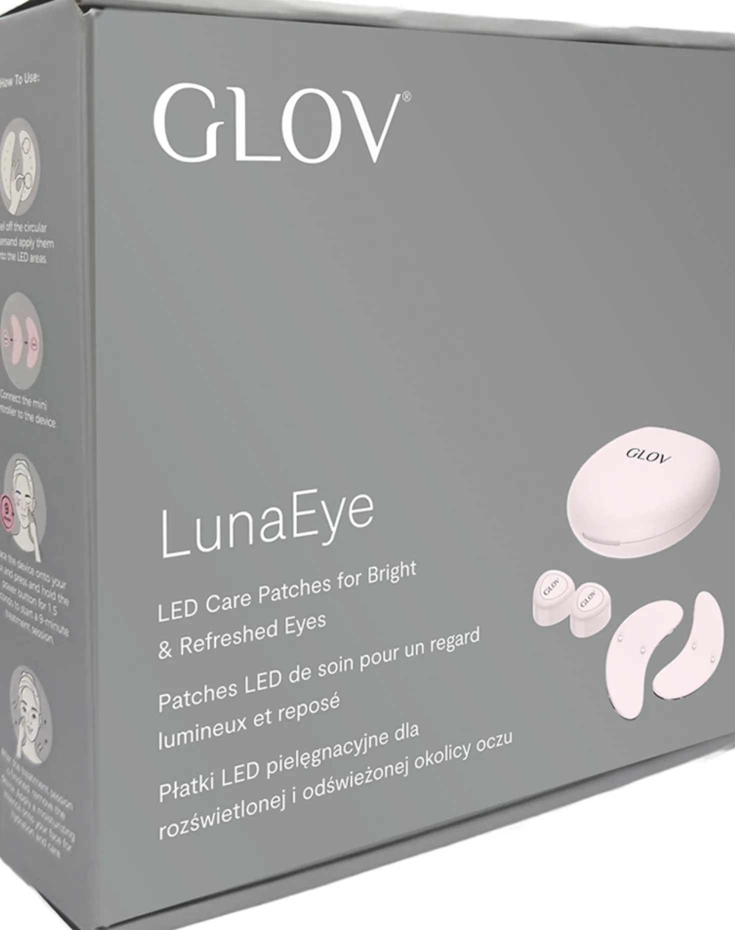 LunaEye LED Therapy Patches for Bright & Rejuvenated Eyes con Stazione di Ricarica