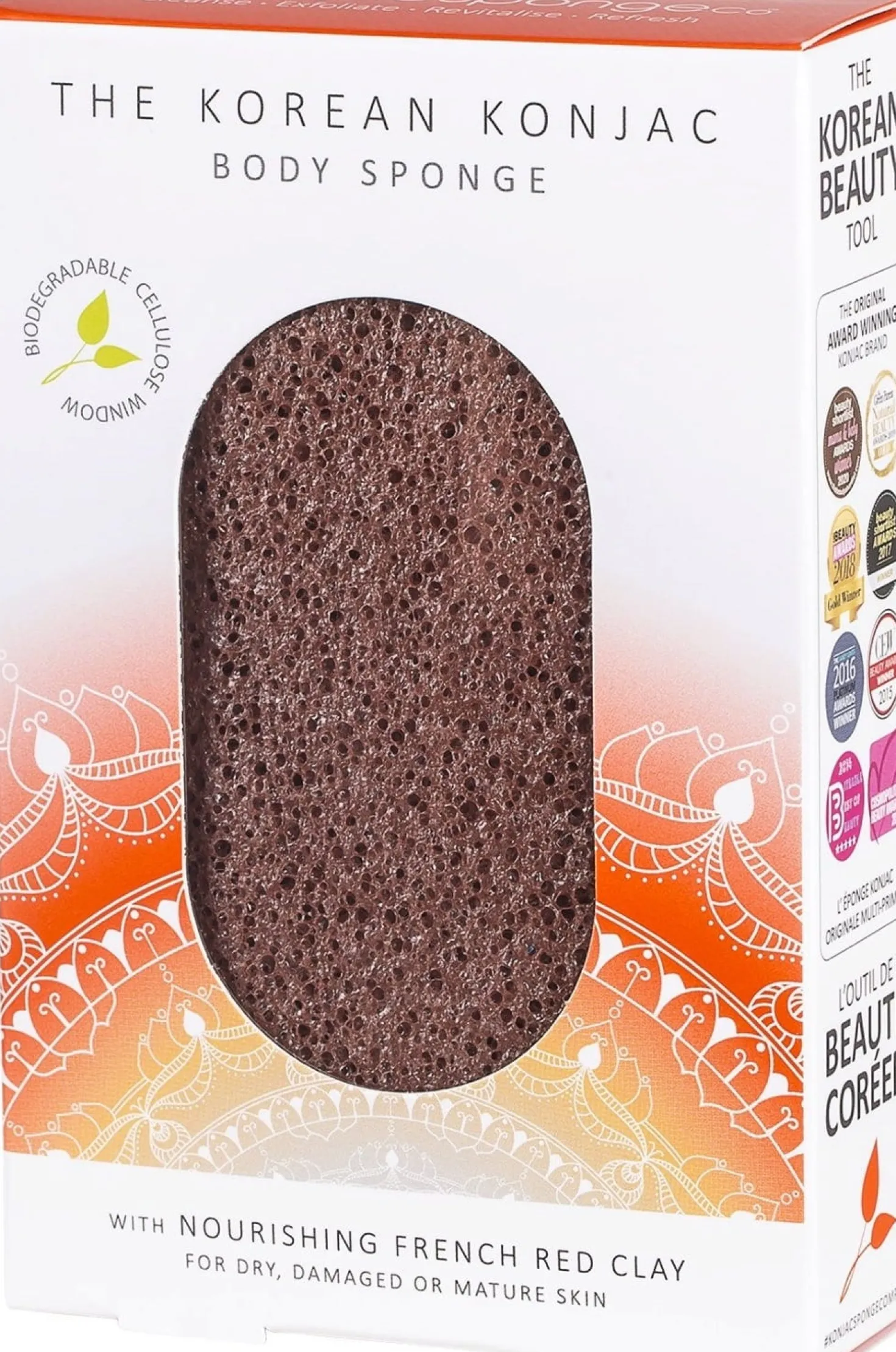 Mandala Konjac Body Sponge Red Clay