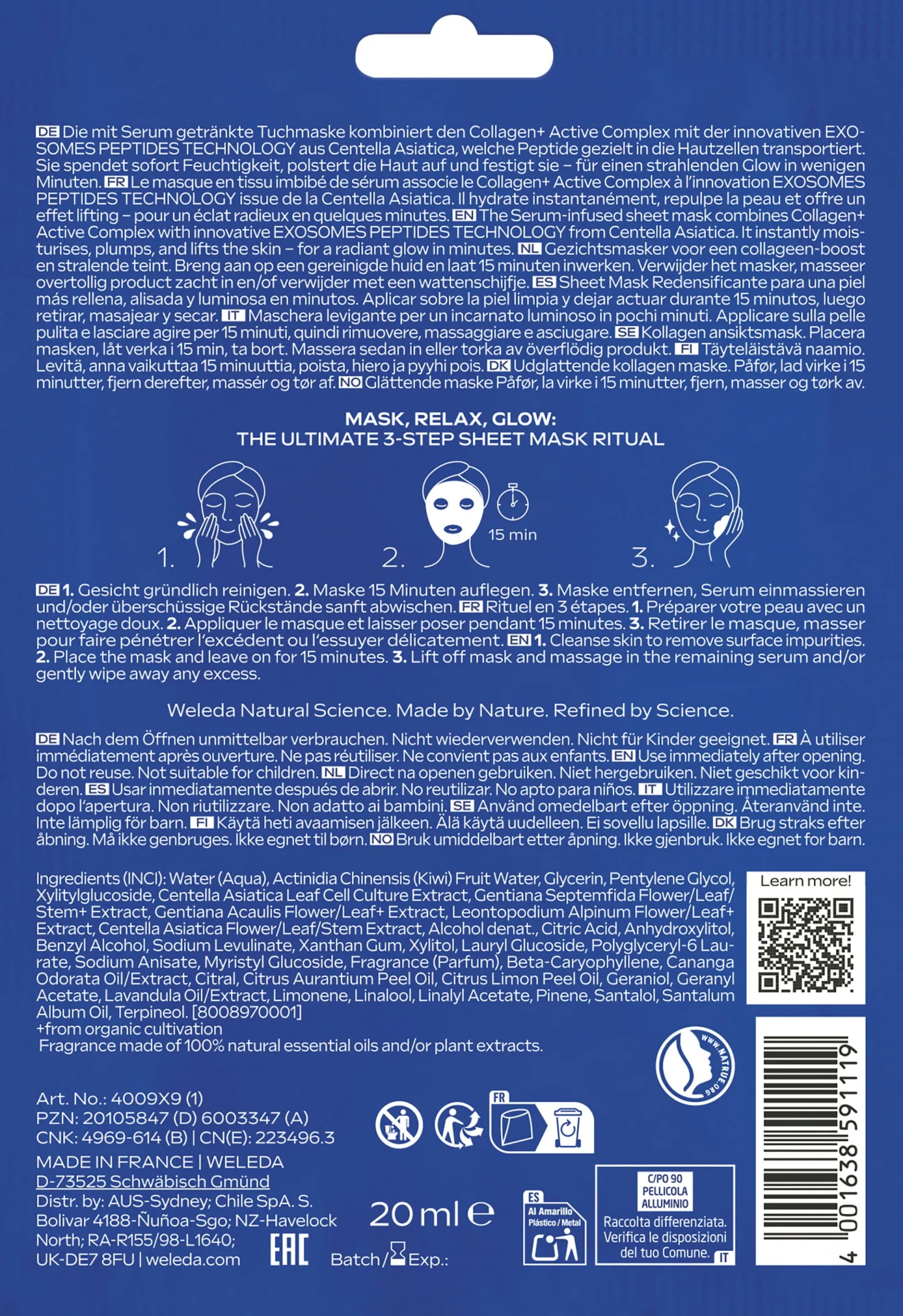 Maschera in Tessuto al Collagene EXO BOOST, 20 ml