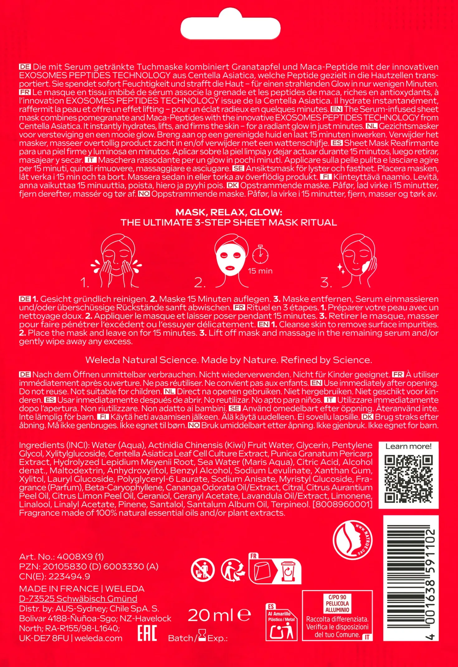 Maschera in Tessuto Rassodante EXO BOOST, Melograno, 20 ml